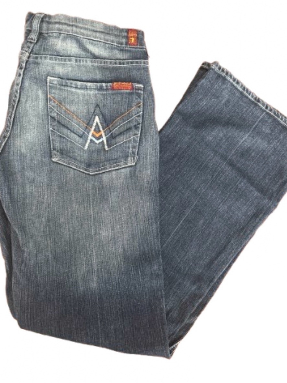 7 For All Mankind "A" Pocket Flare Jeans Size 30 Medium Wash Made in USA Y2K